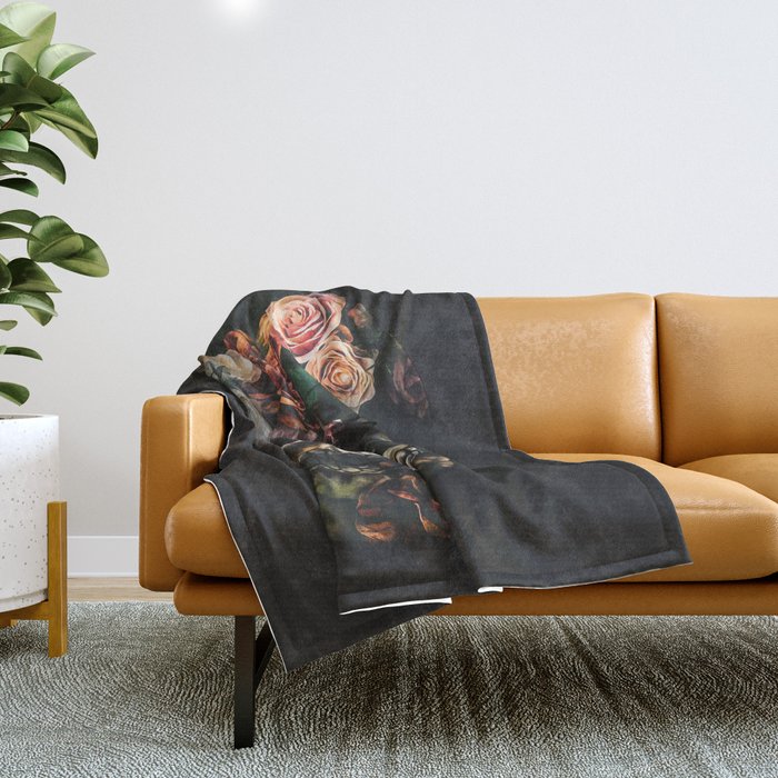 FLORAL SKULL Throw Blanket Gallery Image 1