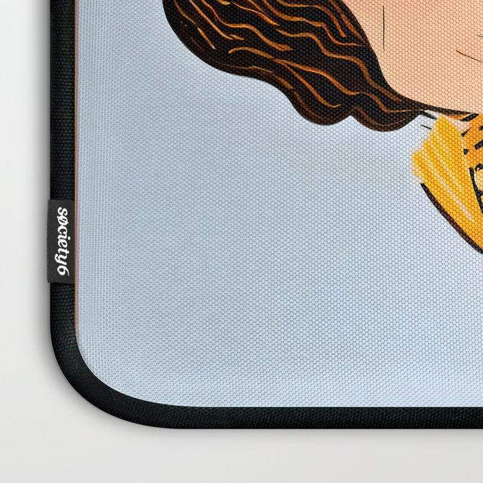 Fishy Shananigans, Eclectic Nude Woman Fish Wine Illustration, Quirky Whimsical Drinking Alcohol, Modern Bohemian Binging Weekend Painting Laptop Sleeve Gallery Image 3