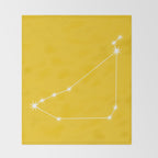 Capricorn Zodiac Star Constellation Line Art Bright Yellow Throw Blanket Gallery Image 2