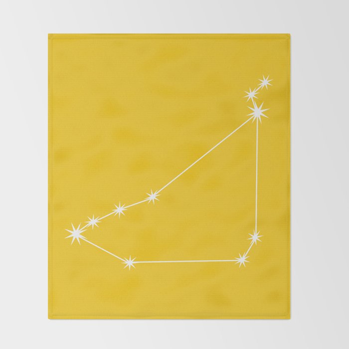 Capricorn Zodiac Star Constellation Line Art Bright Yellow Throw Blanket Gallery Image 2