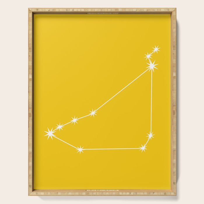 Capricorn Zodiac Star Constellation Line Art Bright Yellow Serving Tray Gallery Image 1