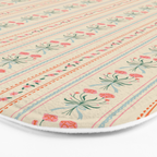 Vintage rose flower bouquet stripe art pattern Bath Mat Gallery Image 3