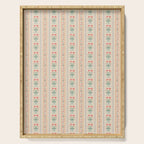 Vintage rose flower bouquet stripe art pattern Serving Tray Gallery Image 1