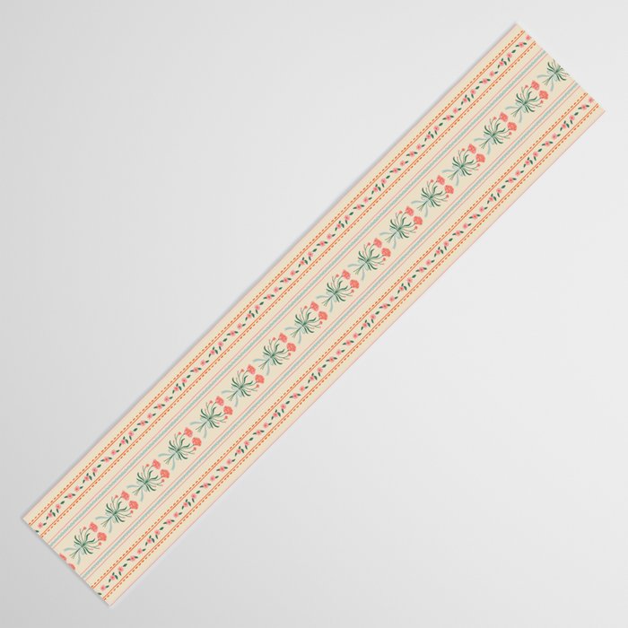 Vintage rose flower bouquet stripe art pattern Table Runner Gallery Image 3