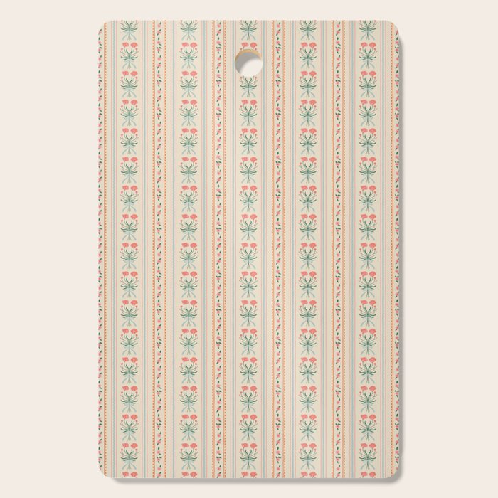 Vintage rose flower bouquet stripe art pattern Cutting Board Gallery Image 1