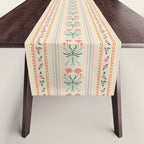 Vintage rose flower bouquet stripe art pattern Table Runner Gallery Image 1