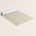 Vintage rose flower bouquet stripe art pattern Yoga Mat Gallery Image 2