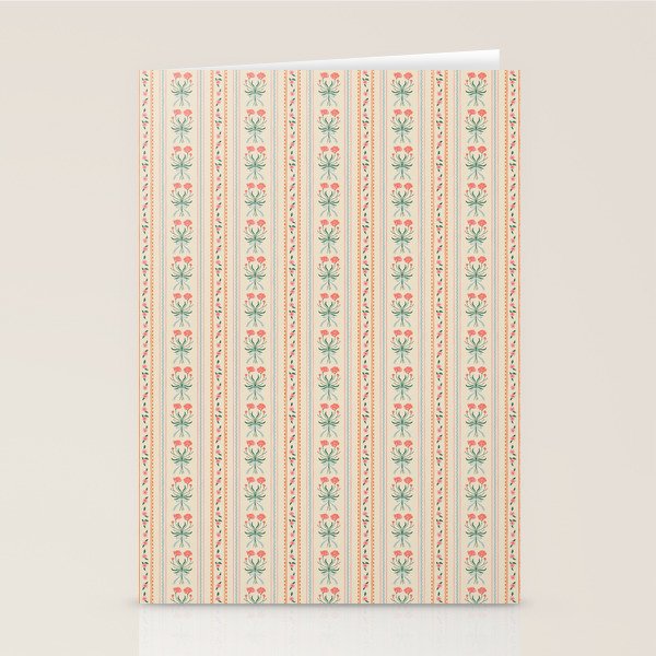 Vintage rose flower bouquet stripe art pattern Stationery Card Gallery Image 2