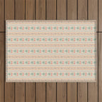 Vintage rose flower bouquet stripe art pattern Outdoor Rug Gallery Image 1