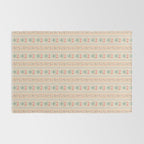 Vintage rose flower bouquet stripe art pattern Rug Gallery Image 2