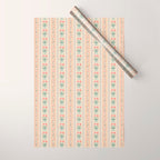 Vintage rose flower bouquet stripe art pattern Wrapping Paper Gallery Image 1