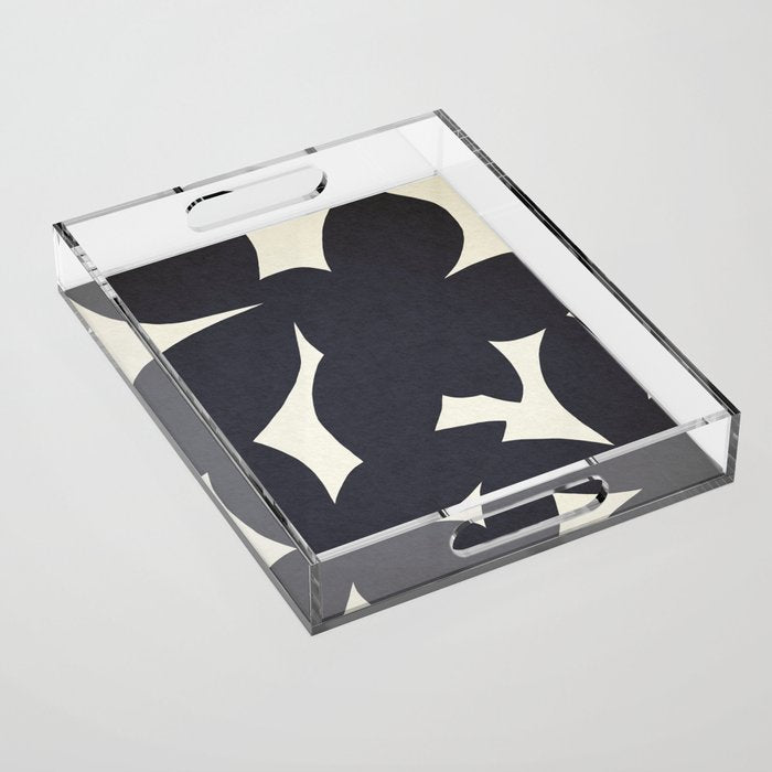 Abstract botanical black leaves Acrylic Tray Gallery Image 1