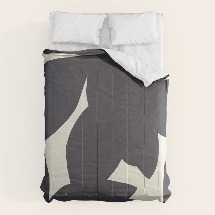 Abstract botanical black leaves Comforter Gallery Image 6
