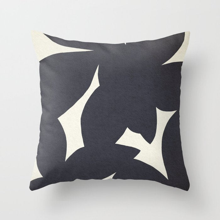 Abstract botanical black leaves Throw Pillow Gallery Image 1