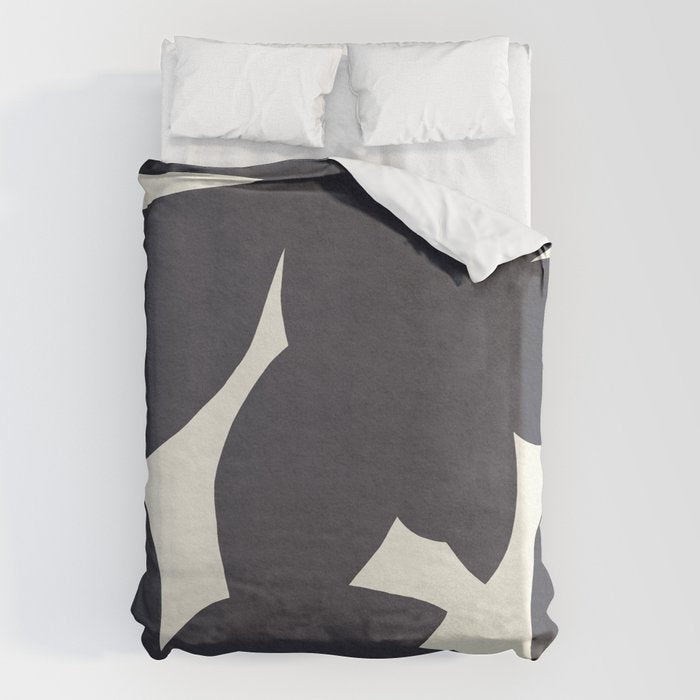 Abstract botanical black leaves Duvet Cover Gallery Image 6