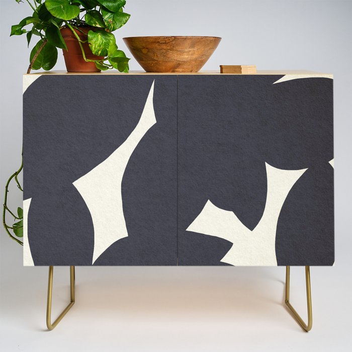 Abstract botanical black leaves Credenza Gallery Image 1