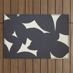 Abstract botanical black leaves Outdoor Rug Gallery Image 1