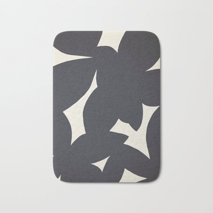 Abstract botanical black leaves Bath Mat Gallery Image 1