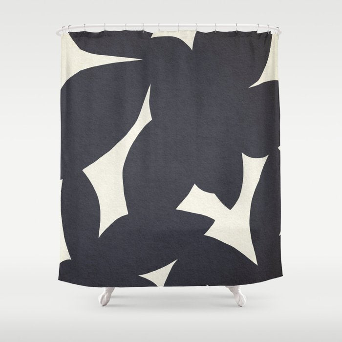 Abstract botanical black leaves Shower Curtain Gallery Image 1