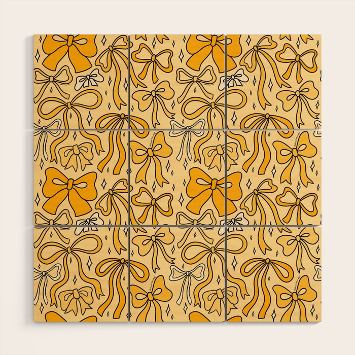 Yellow Bow Print Wood Wall Art Gallery Image 1
