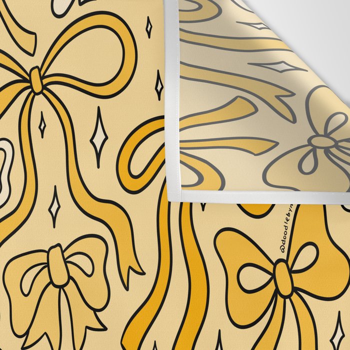 Yellow Bow Print Wall Tapestry Gallery Image 3
