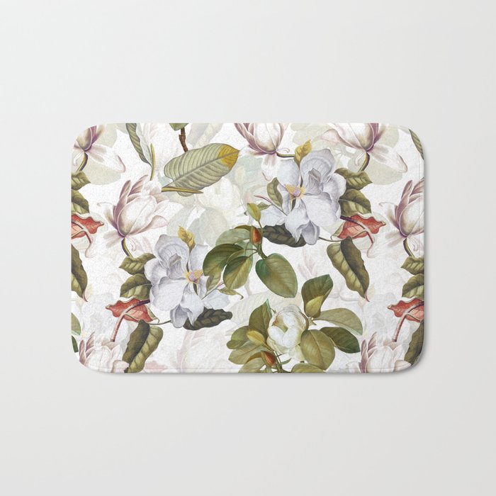 Vintage & Shabby Chic - Spring Flowers Magnolia Botanical Garden Bath Mat Gallery Image 1