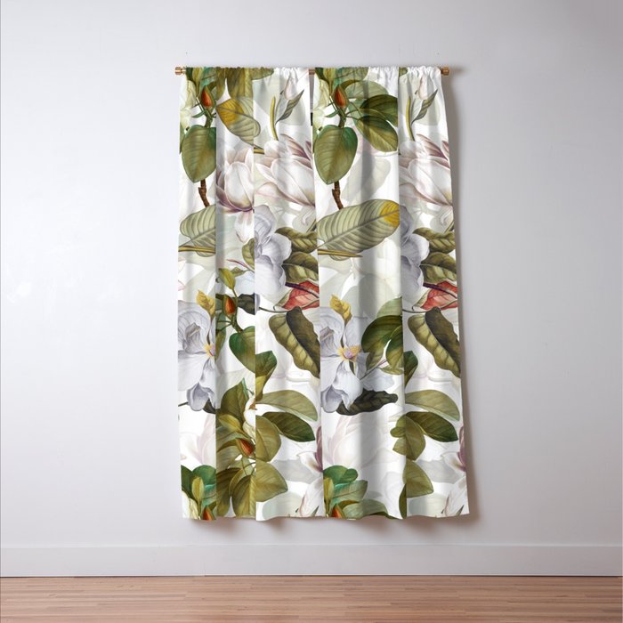Vintage & Shabby Chic - Spring Flowers Magnolia Botanical Garden Window Curtain Gallery Image 3