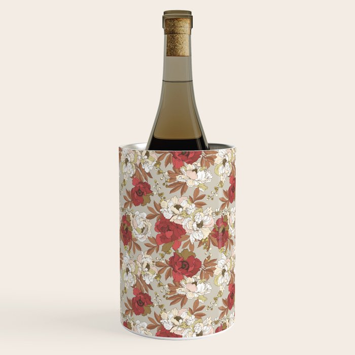 pattern lush red, beige and white peonies Wine Chiller Gallery Image 3