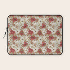 pattern lush red, beige and white peonies Laptop Sleeve Gallery Image 1