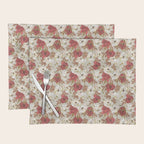 pattern lush red, beige and white peonies Placemat Gallery Image 1
