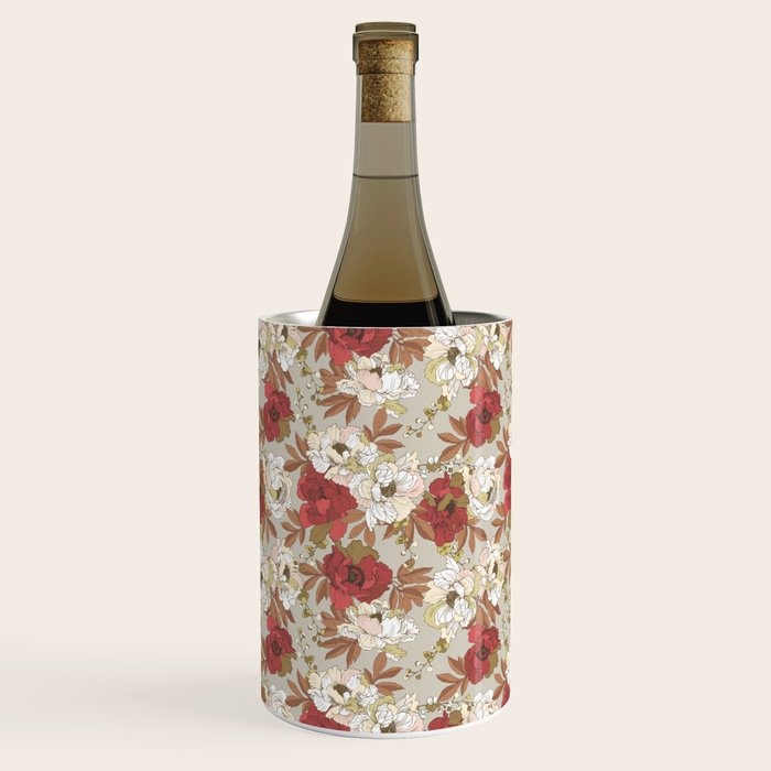 pattern lush red, beige and white peonies Wine Chiller Gallery Image 1