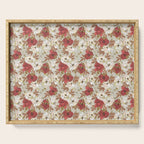 pattern lush red, beige and white peonies Serving Tray Gallery Image 1