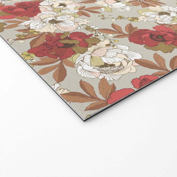 pattern lush red, beige and white peonies Welcome Mat Gallery Image 2