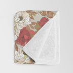 pattern lush red, beige and white peonies Throw Blanket Gallery Image 3