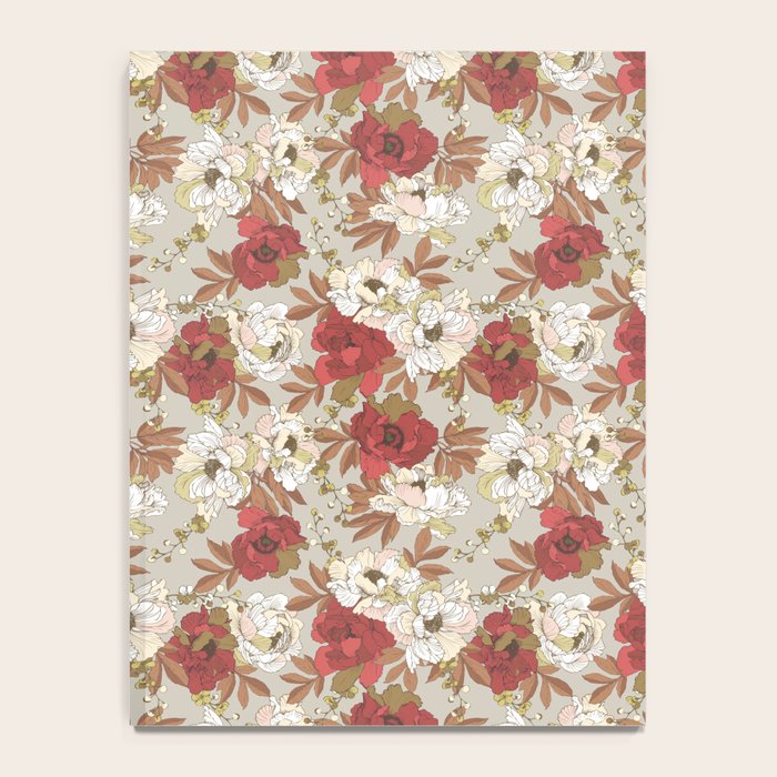 pattern lush red, beige and white peonies Notebook Gallery Image 4