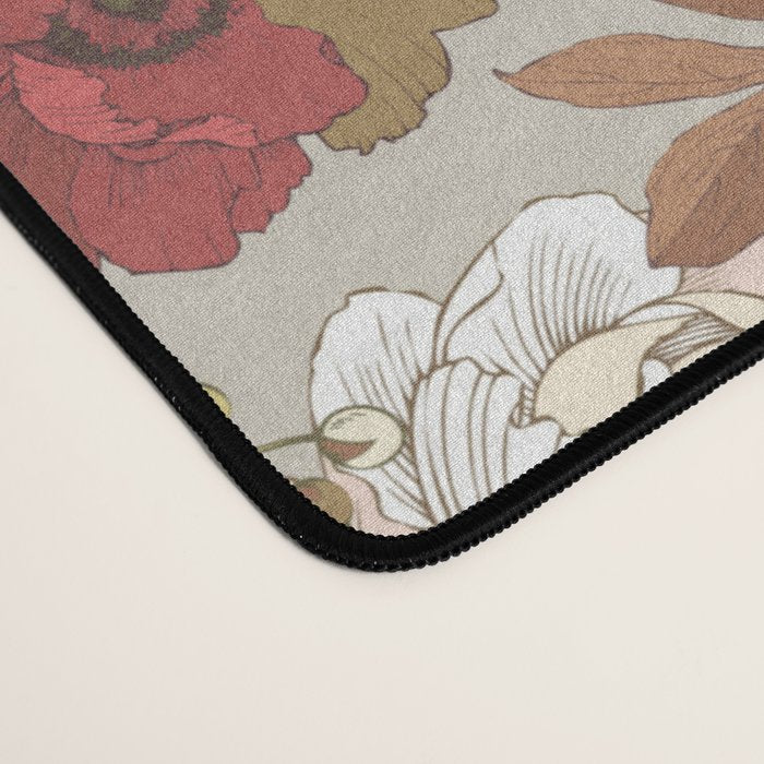 pattern lush red, beige and white peonies Desk Mat Gallery Image 4