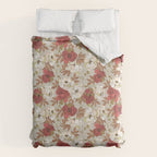 pattern lush red, beige and white peonies Comforter Gallery Image 6