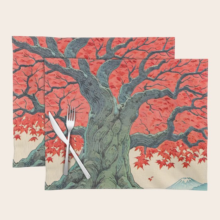 Hen The Master - A Contemporary Ukiyo-e Nature Landscape Placemat Gallery Image 1