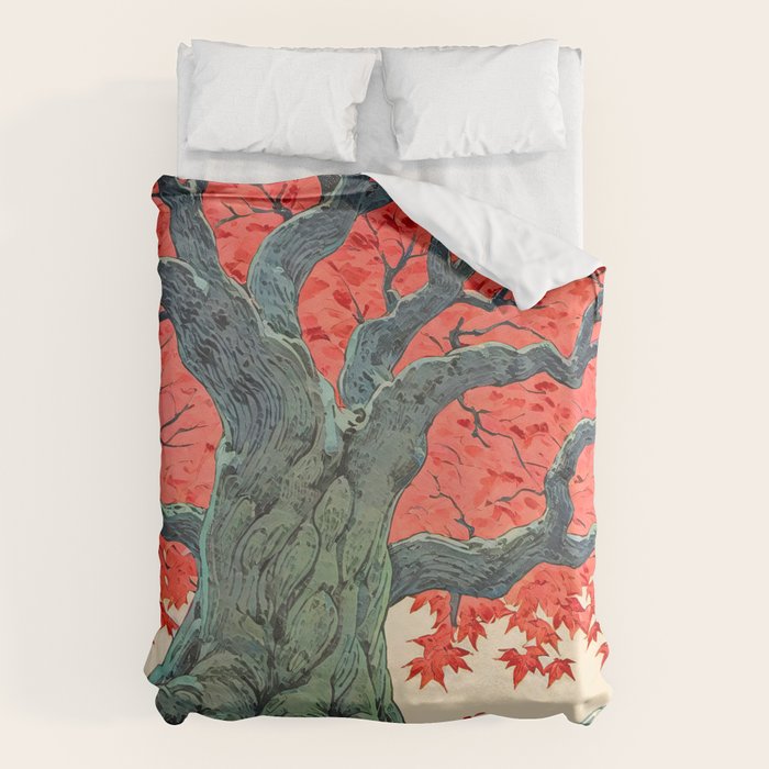Hen The Master - A Contemporary Ukiyo-e Nature Landscape Duvet Cover Gallery Image 1
