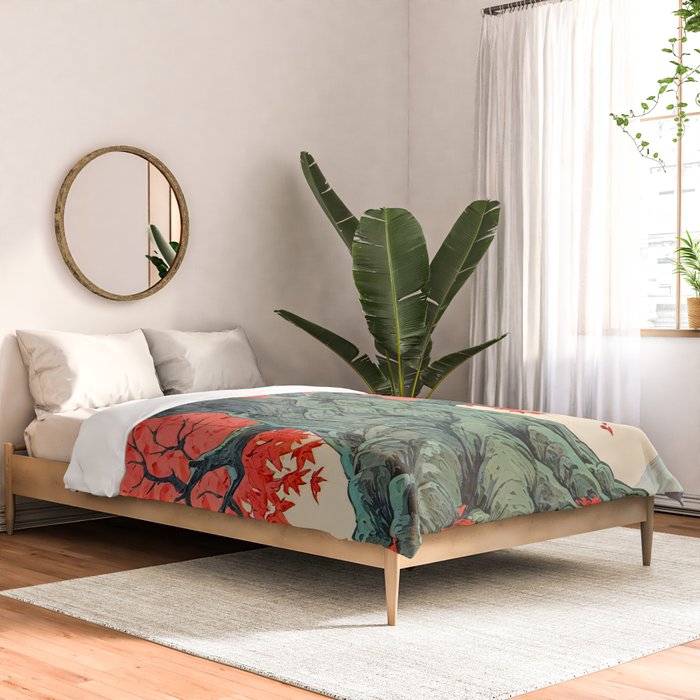 Hen The Master - A Contemporary Ukiyo-e Nature Landscape Comforter Gallery Image 2