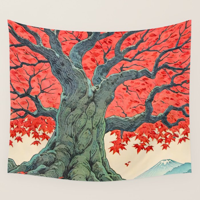 Hen The Master - A Contemporary Ukiyo-e Nature Landscape Wall Tapestry Gallery Image 4