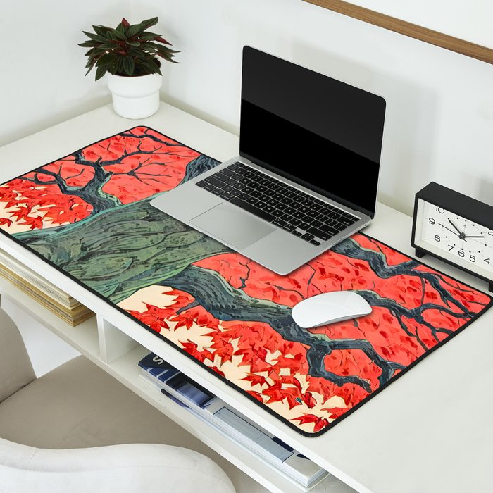 Hen The Master - A Contemporary Ukiyo-e Nature Landscape Desk Mat Gallery Image 2