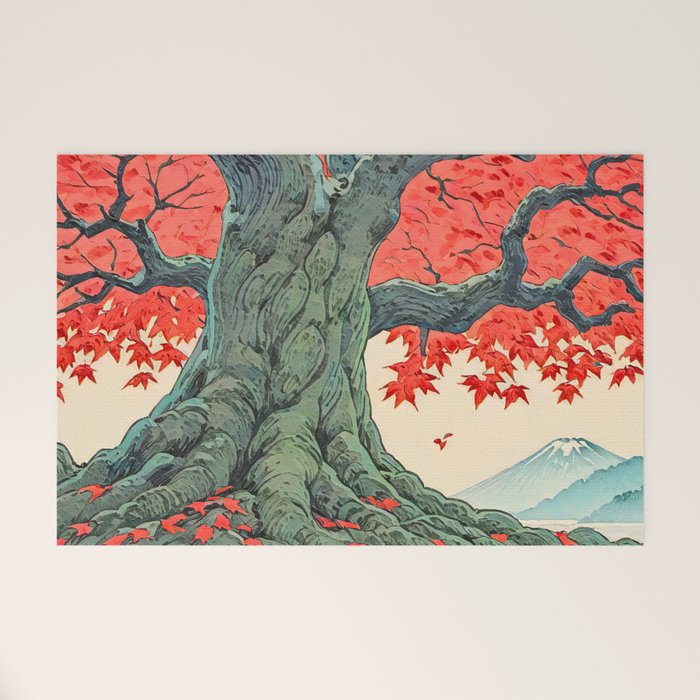 Hen The Master - A Contemporary Ukiyo-e Nature Landscape Welcome Mat Gallery Image 1