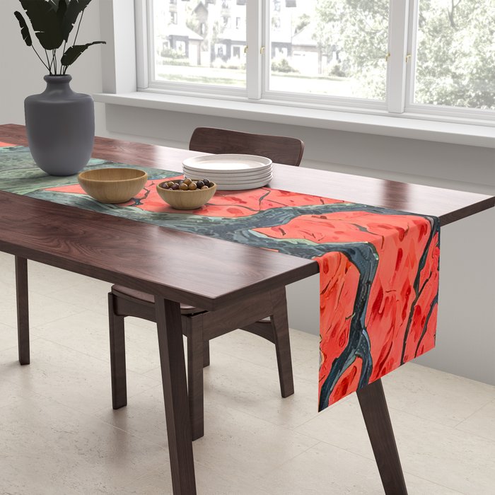 Hen The Master - A Contemporary Ukiyo-e Nature Landscape Table Runner Gallery Image 2