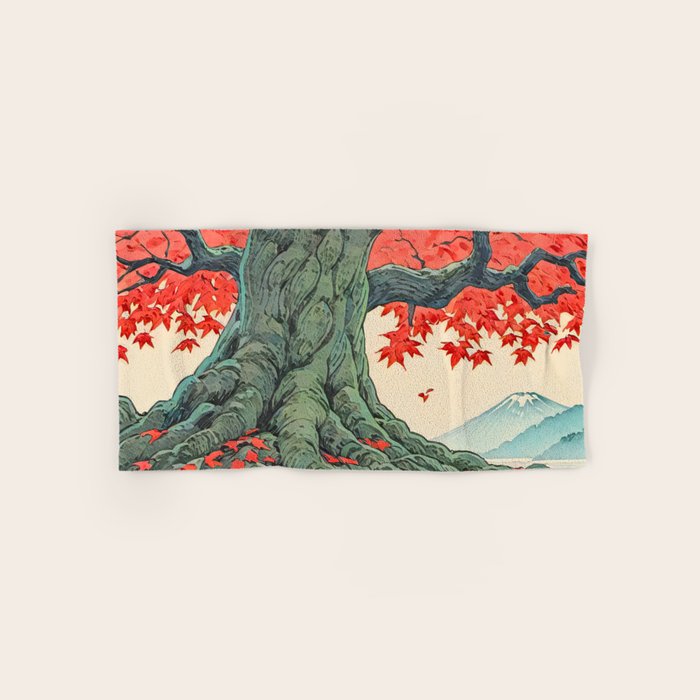 Hen The Master - A Contemporary Ukiyo-e Nature Landscape Bath Towel Gallery Image 1