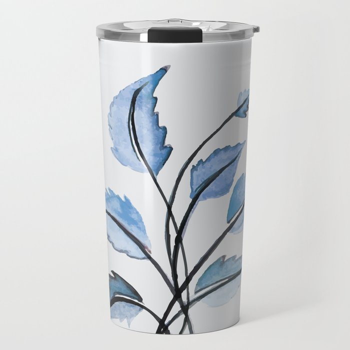 Blue leaves Travel Mug Gallery Image 1