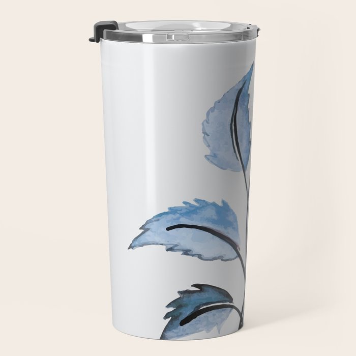 Blue leaves Travel Mug Gallery Image 3