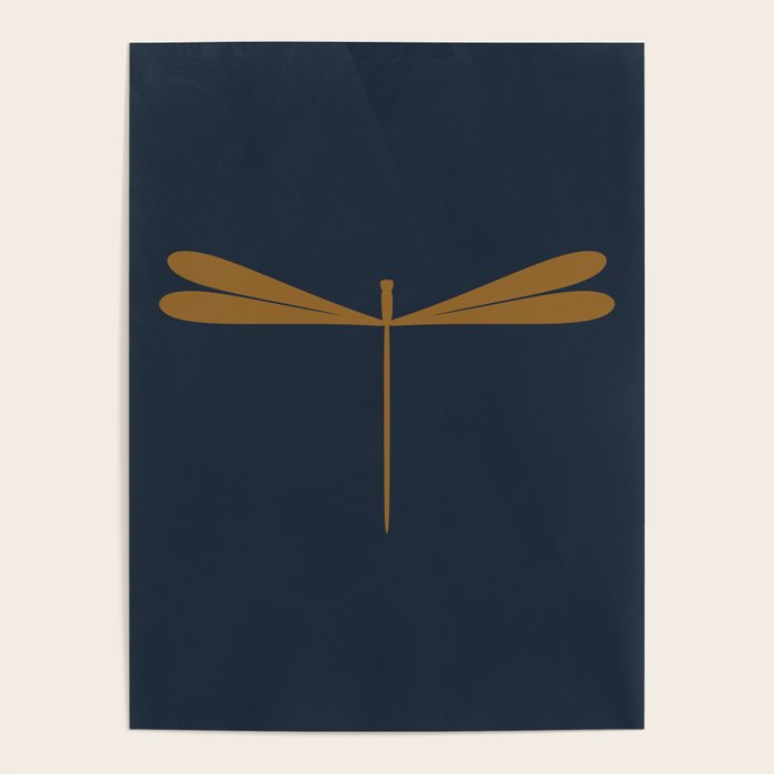 Dragonfly Pattern II Dark Blue Poster Gallery Image 1