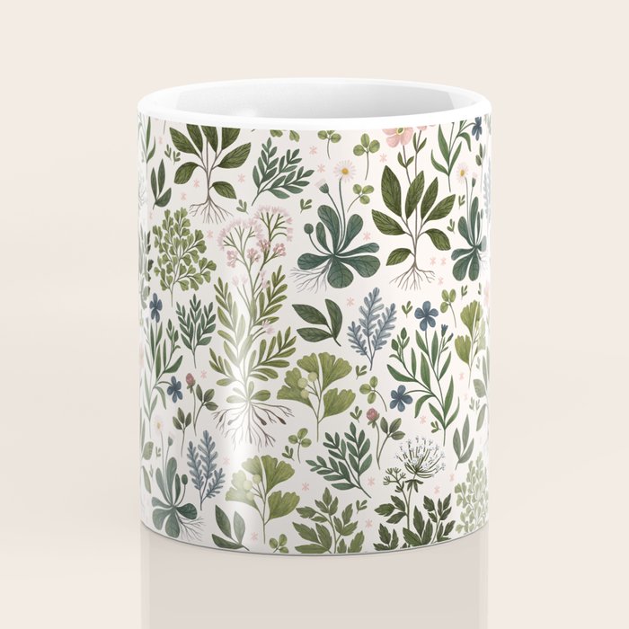 Herbarium ~ vintage inspired botanical art print ~ white Coffee Mug Gallery Image 4