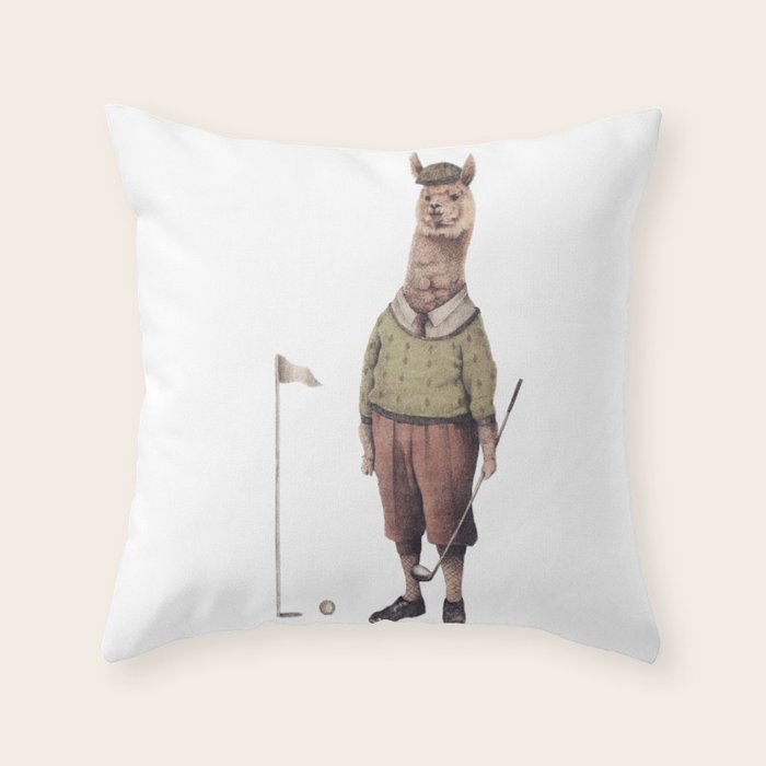 Alpaca Golf Club Throw Pillow Gallery Image 6